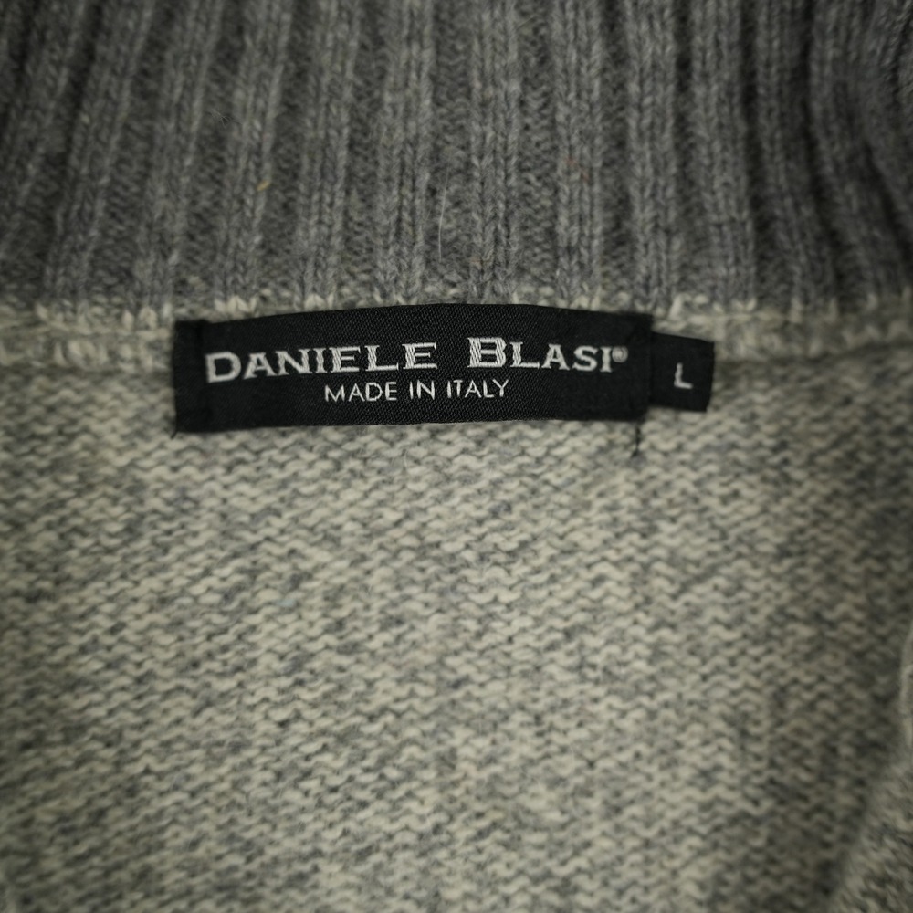 Daniele Blasi Sweater Mens L Wool Blend Quarter Zip Grey Striped Made in Italy - Picture 5 of 9